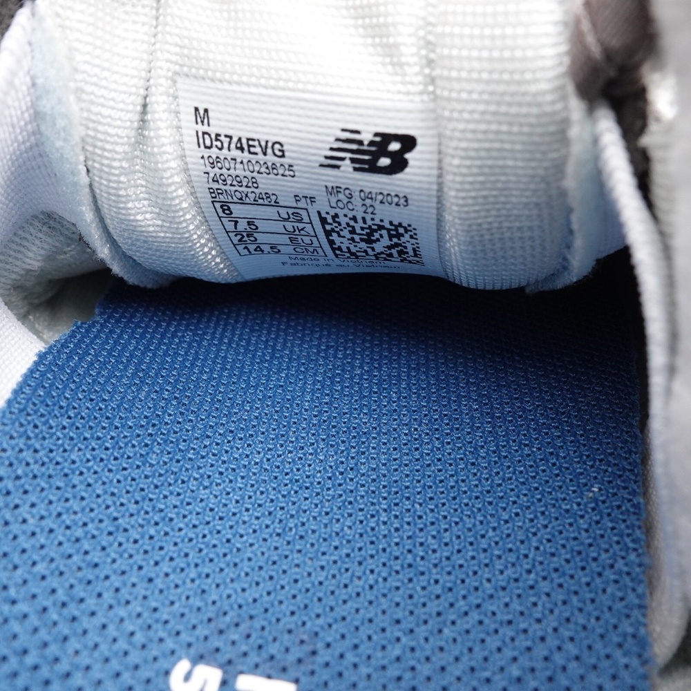 NEW New Balance 574 Stretch Lace Sneakers ID574EVG Gray/White - Picture 10 of 15